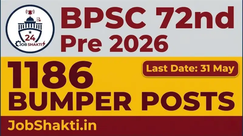 BPSC 72nd Pre Recruitment 2026 Online Form (1186 Posts)