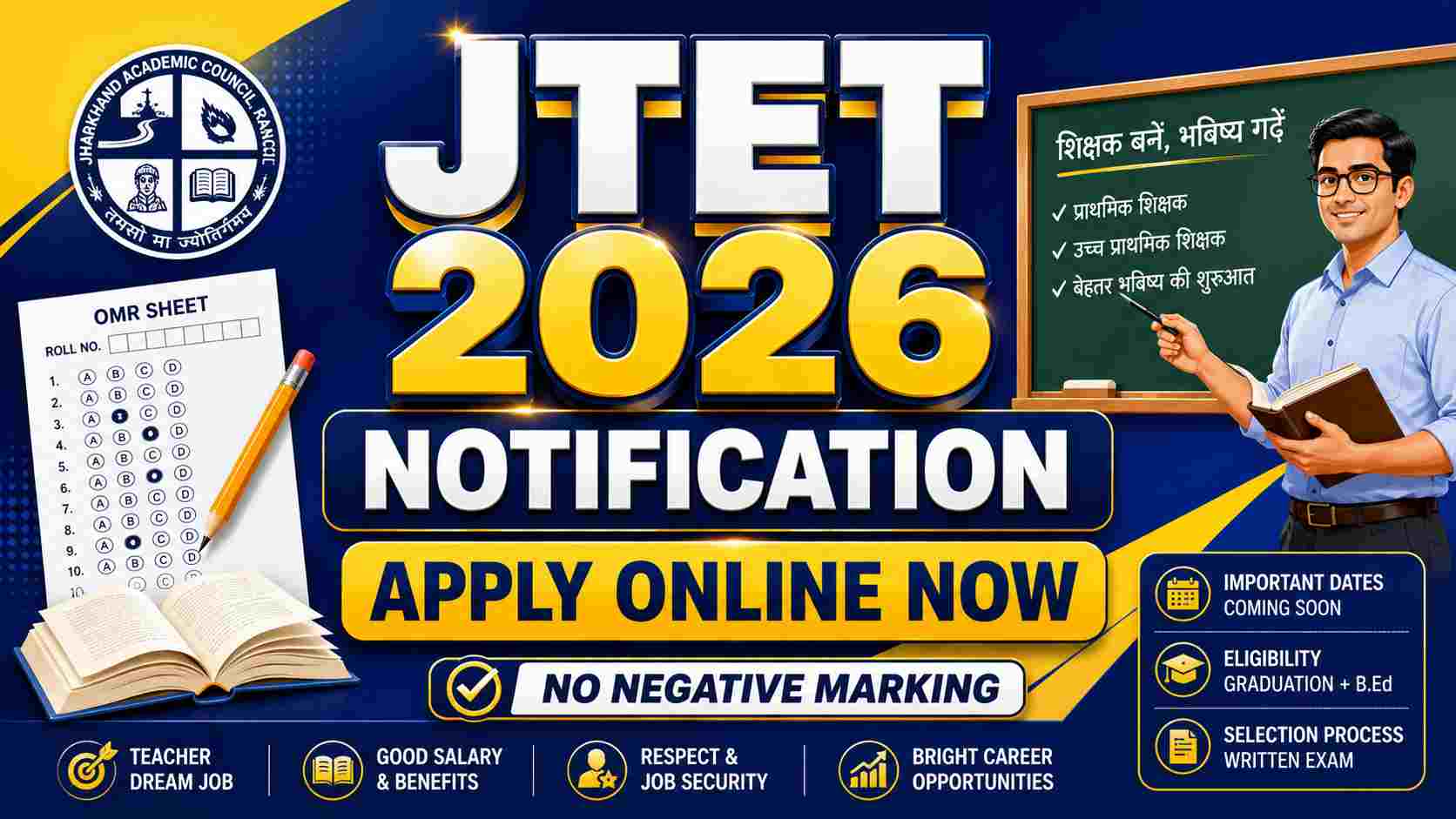 Jharkhand JTET 2026 Apply Online Notification Details and Eligibility Form