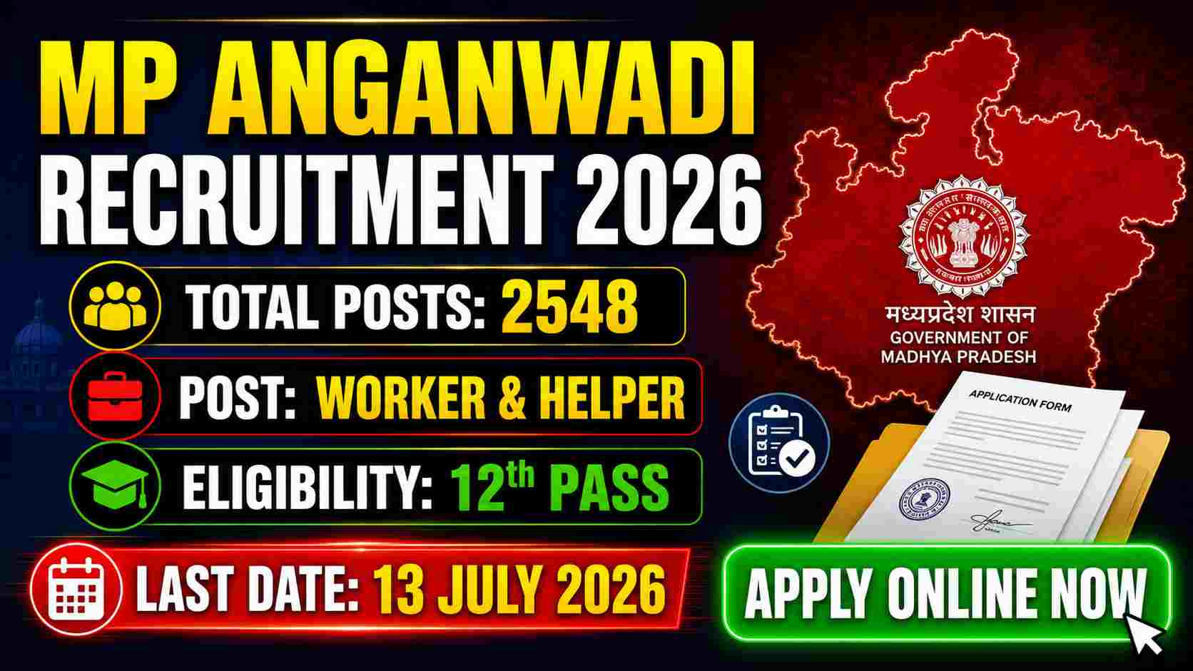 Madhya Pradesh Anganwadi Recruitment 2026 Official Notification and Online Application Details