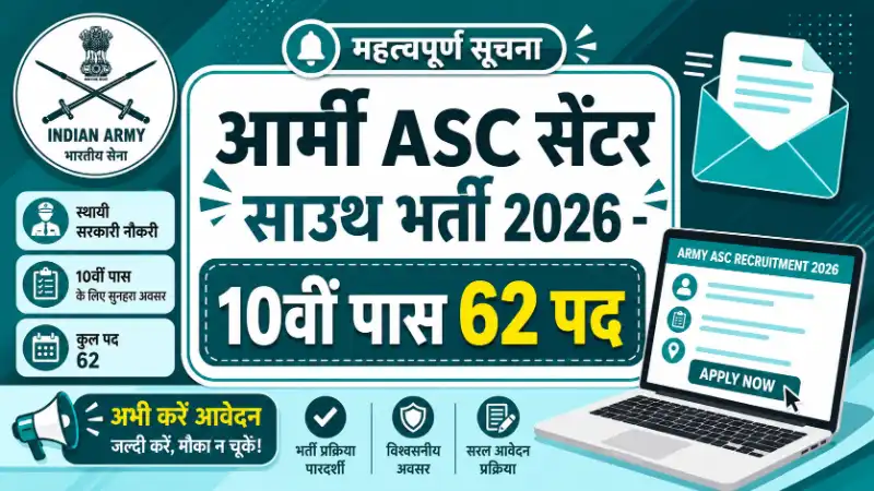 Army ASC Centre South Recruitment 2026 | आर्मी ASC सेंटर साउथ ग्रुप C भर्ती 2026